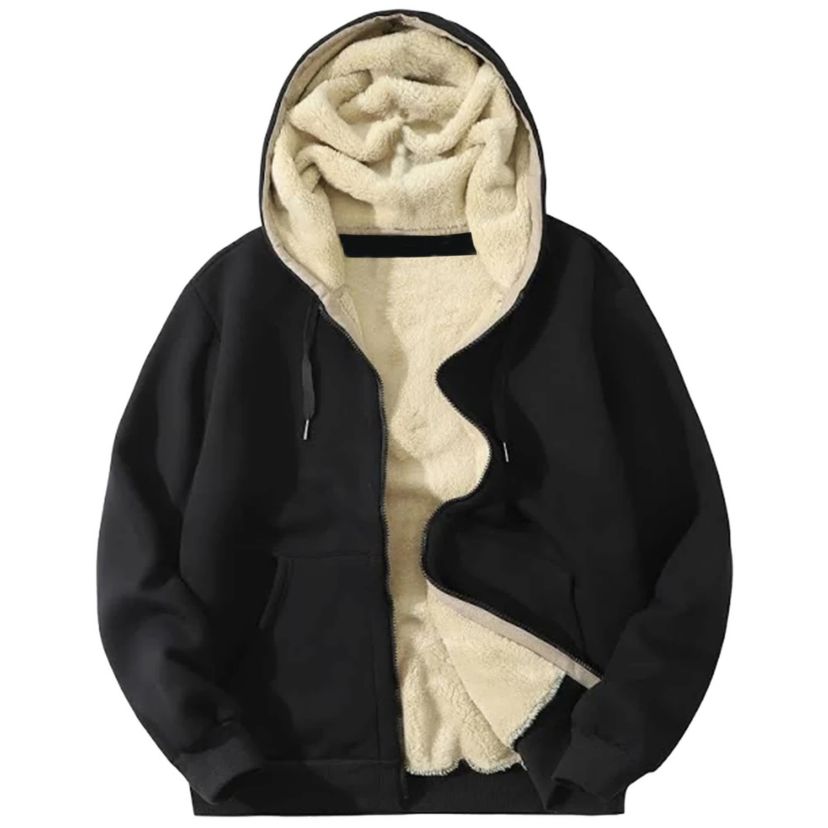 Mens Modern Fit Heavyweight Hoodie With Faux Shearling Lining