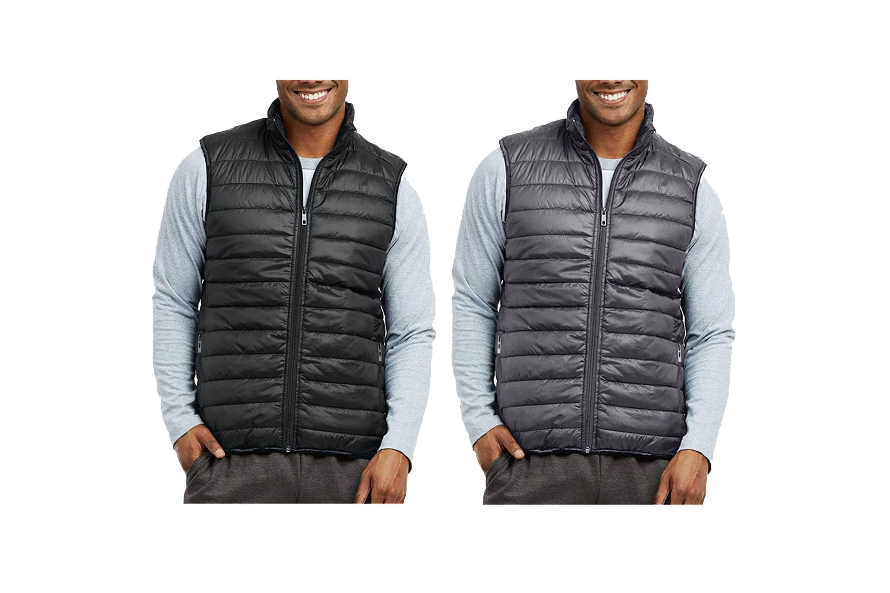 Galaxy Playertees Mens Modern Fit  Packable Midweight Puffer Vest-2 Pack