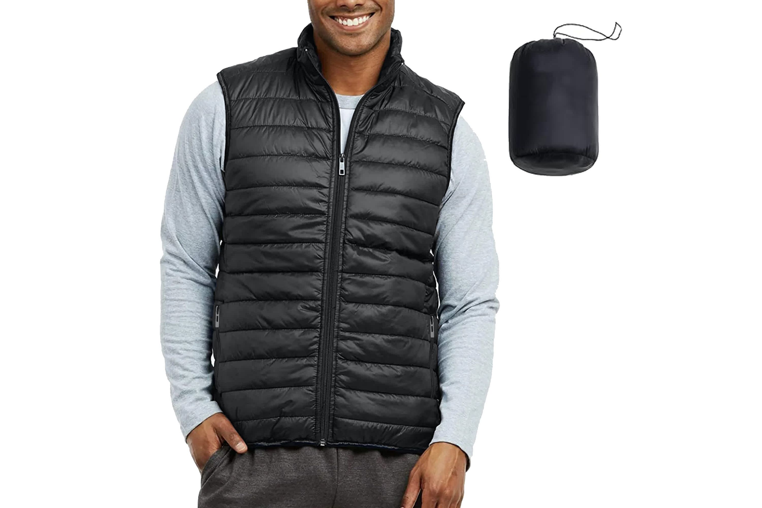 Galaxy Playertees Mens Modern Fit  Packable Midweight Puffer Vest