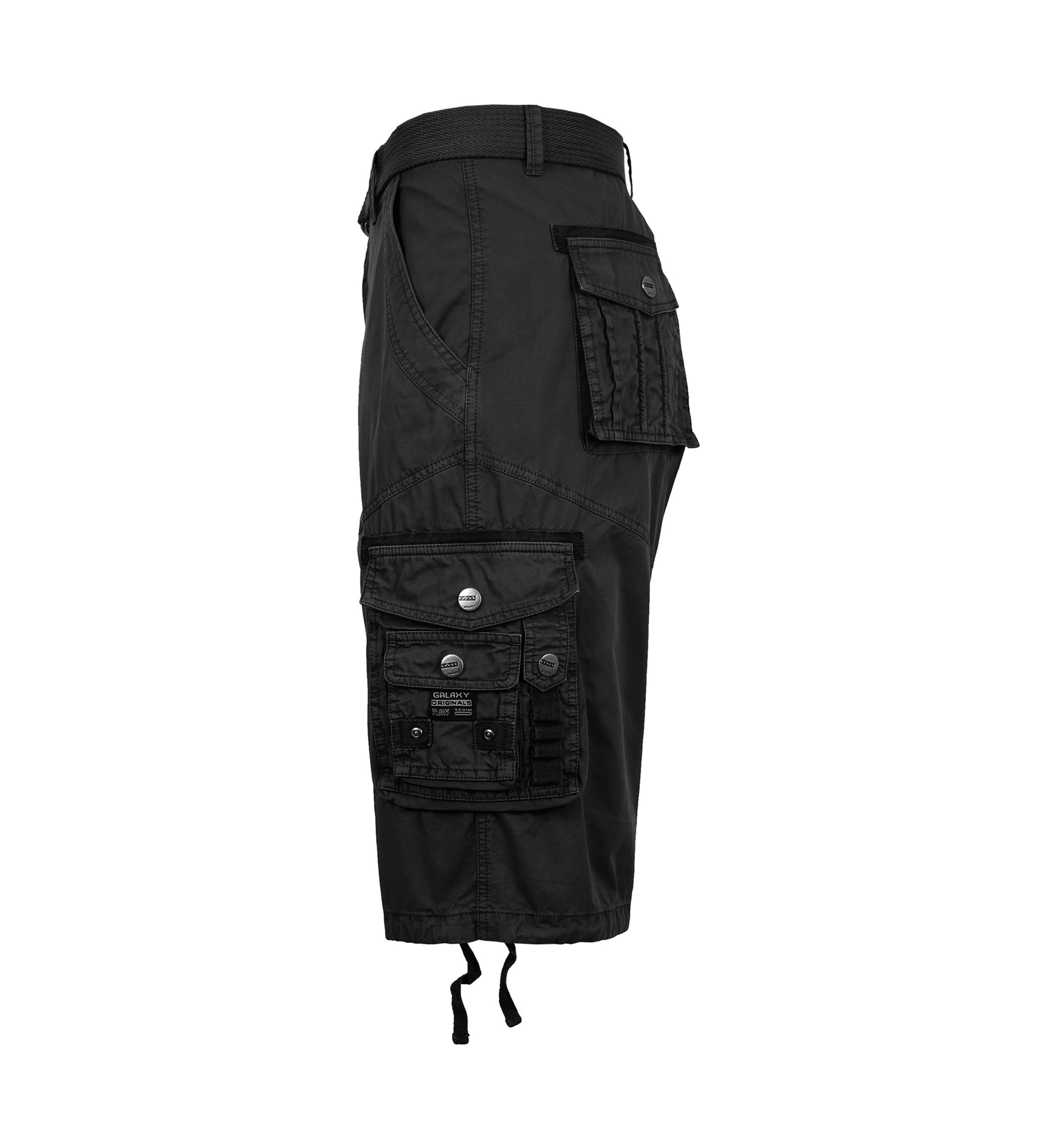 Mens Belted Cargo Shorts With Twill Flat Front Washed Utility Pockets