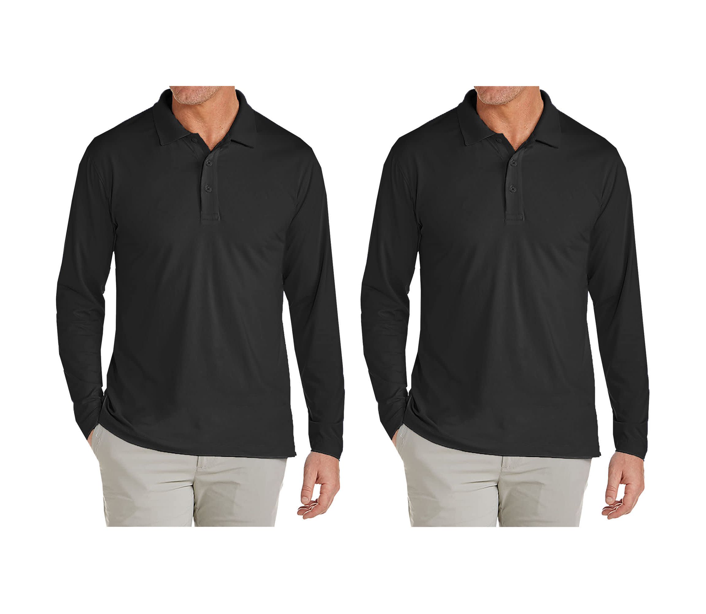 Galaxy Jump Start Mens Modern Fit Long Sleeve Polo Shirt-2 Pack