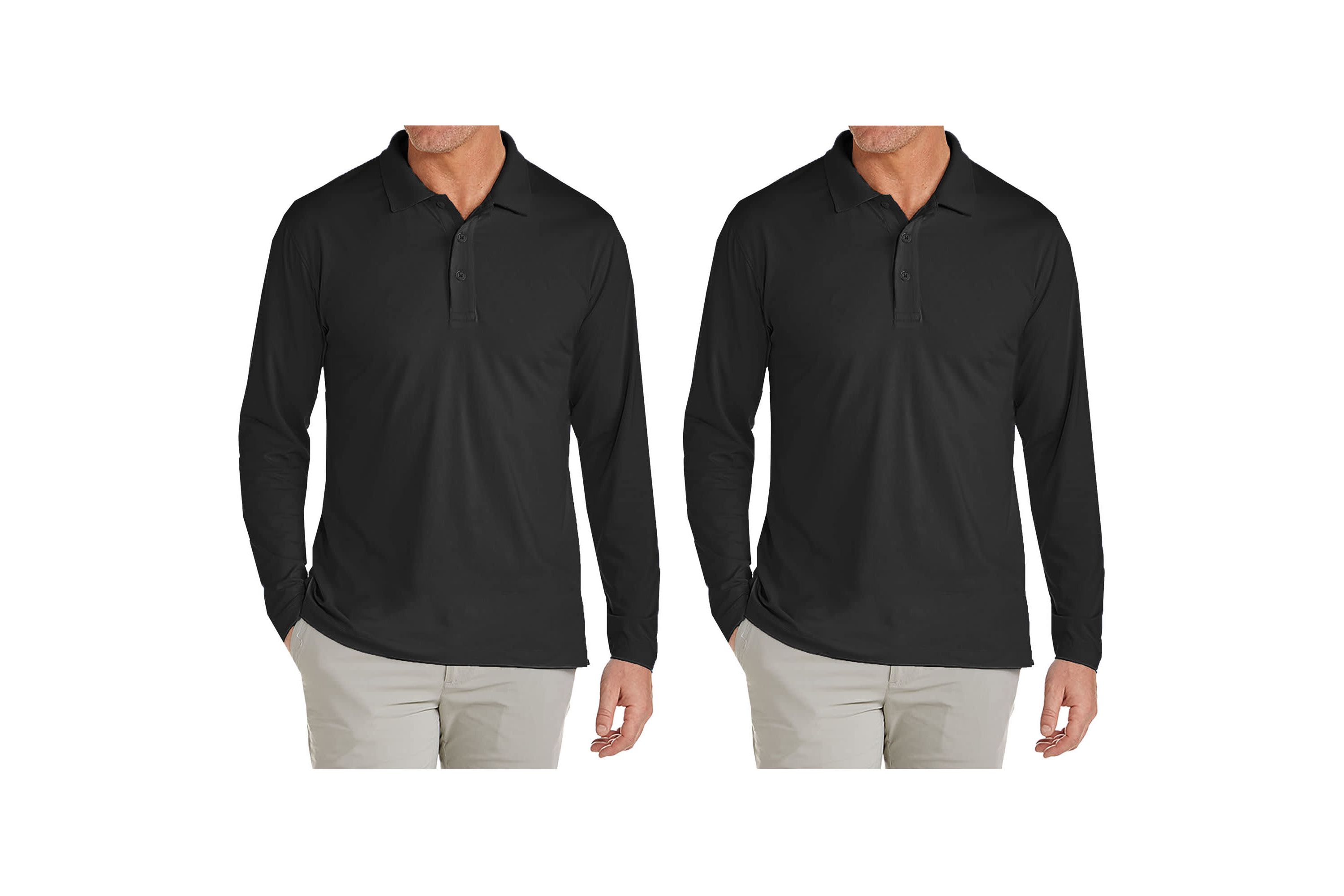 Galaxy Jump Start Mens Modern Fit Long Sleeve Polo Shirt-2 Pack