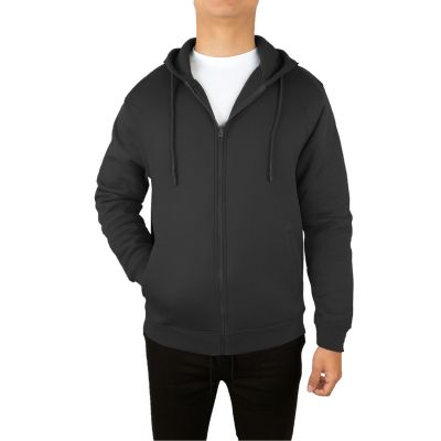 Galaxy by Harvic Men's Heavyweight Sherpa Fleece-Lined Full Zip Classic Tech Hoodie, Black, Medium