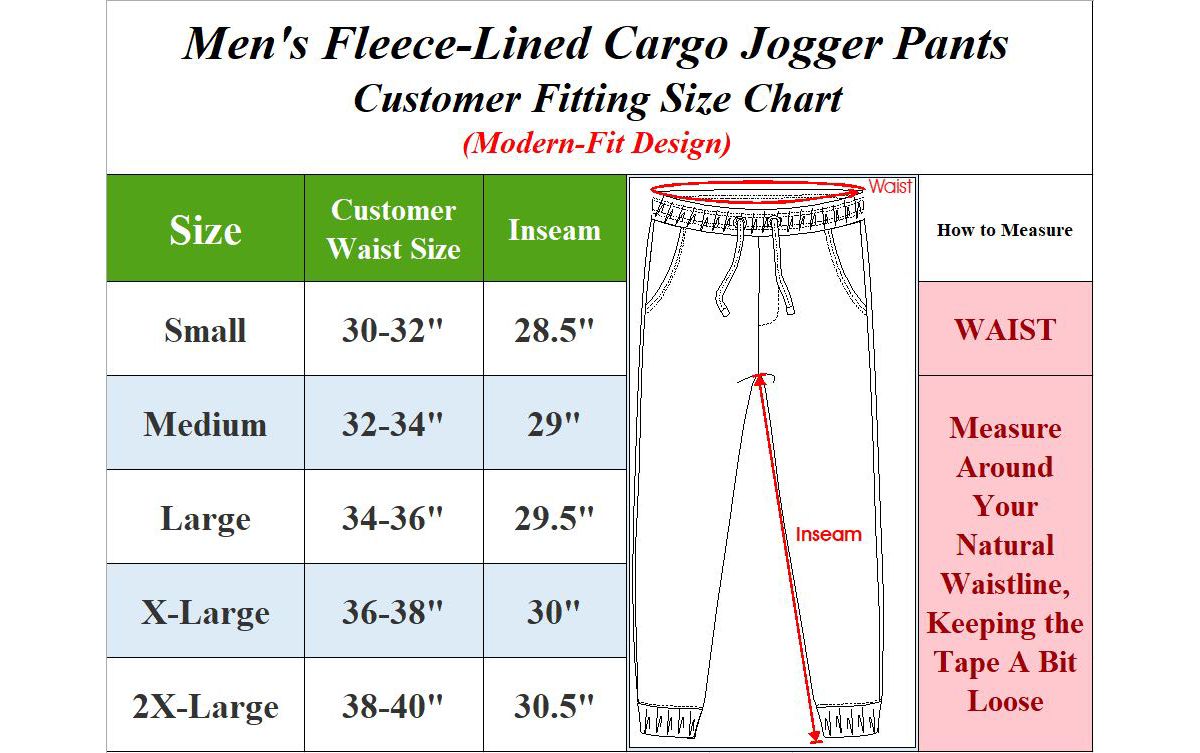 Mens Heavyweight Fleece-Lined Cargo Jogger Sweatpants-4PK