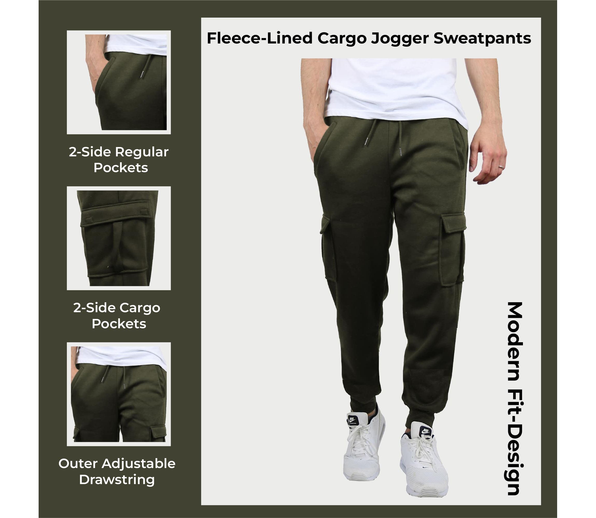 Mens Cargo Pocket Fleece Jogger Sweatpants