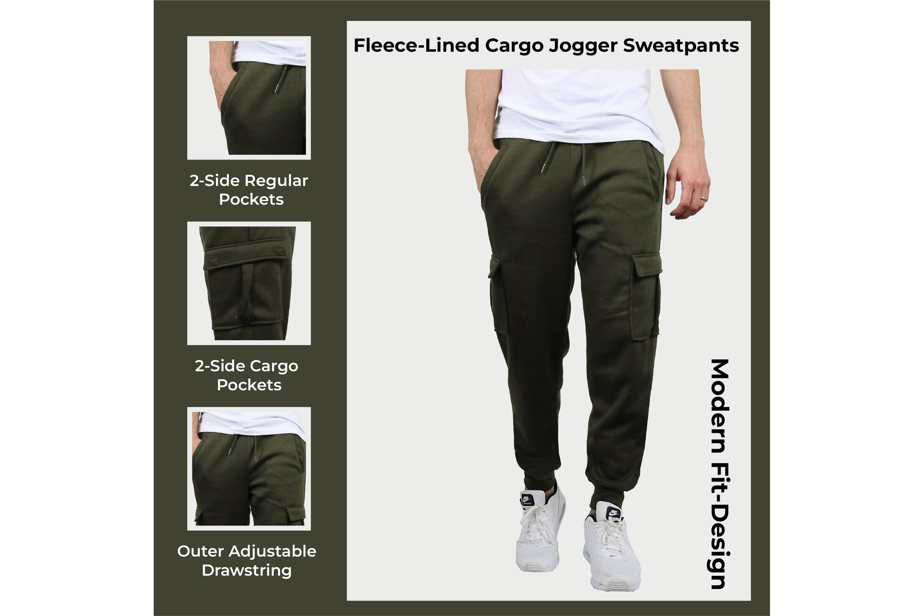 Mens Cargo Pocket Fleece Jogger Sweatpants