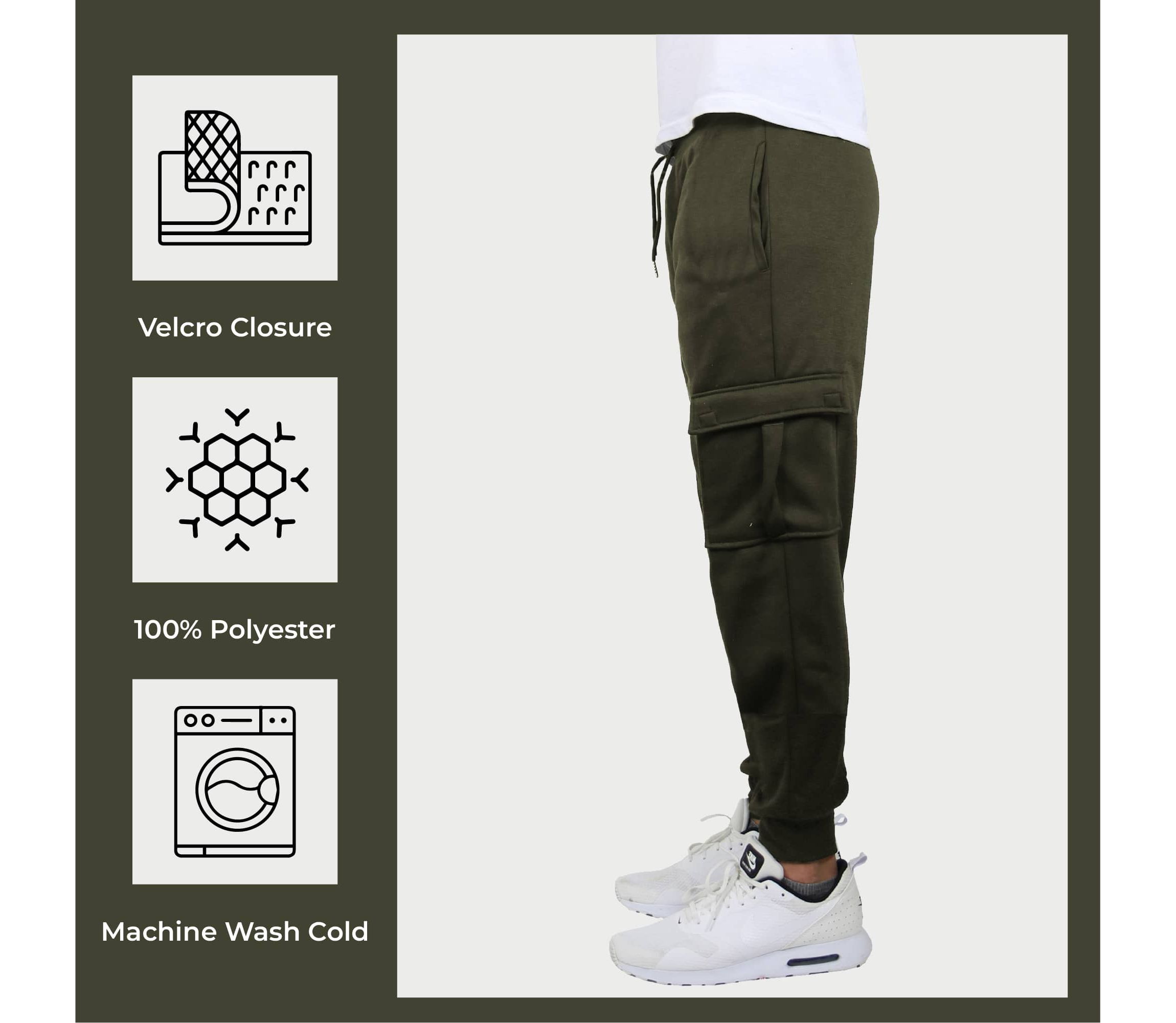 Mens Cargo Pocket Fleece Jogger Sweatpants