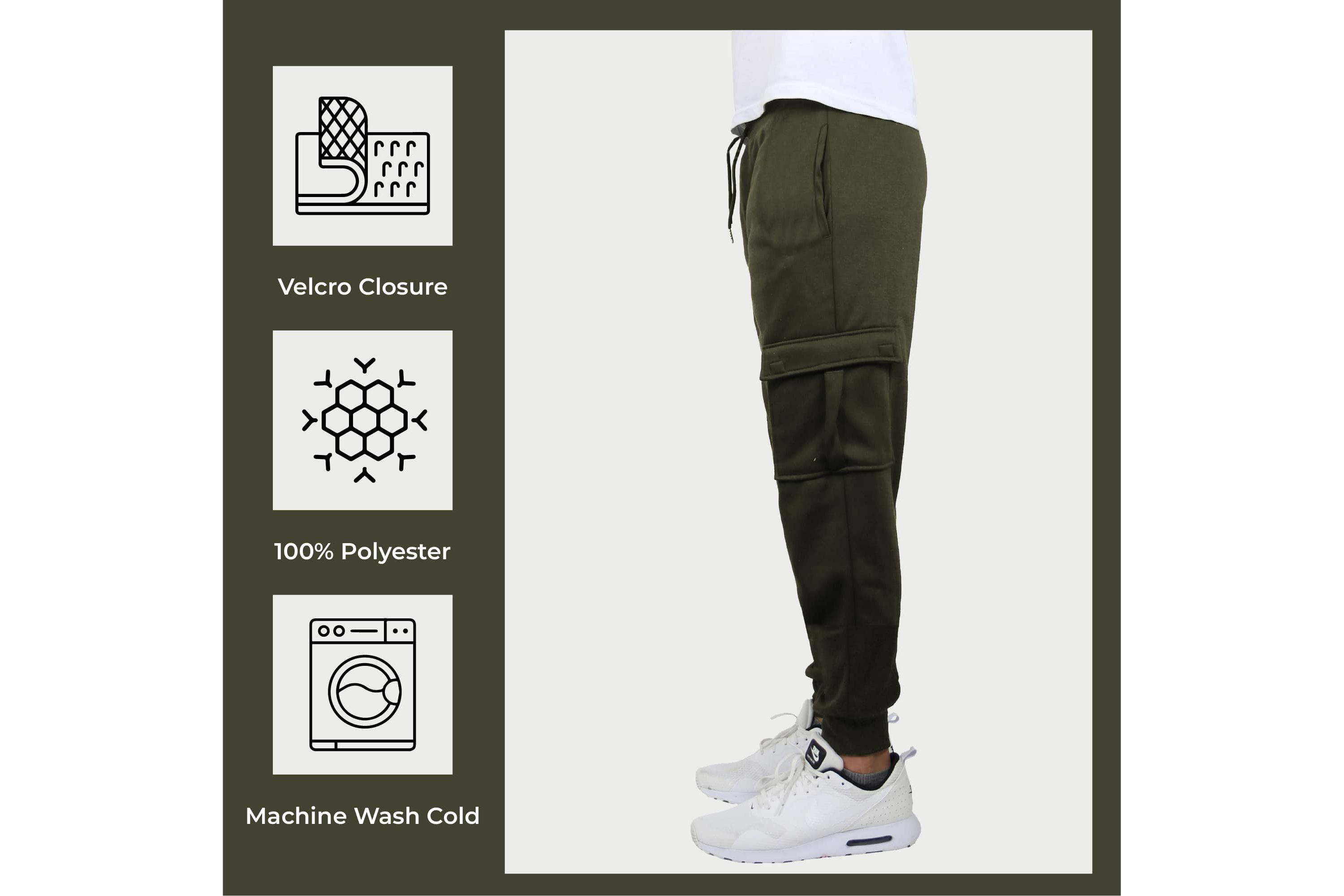 Mens Cargo Pocket Fleece Jogger Sweatpants