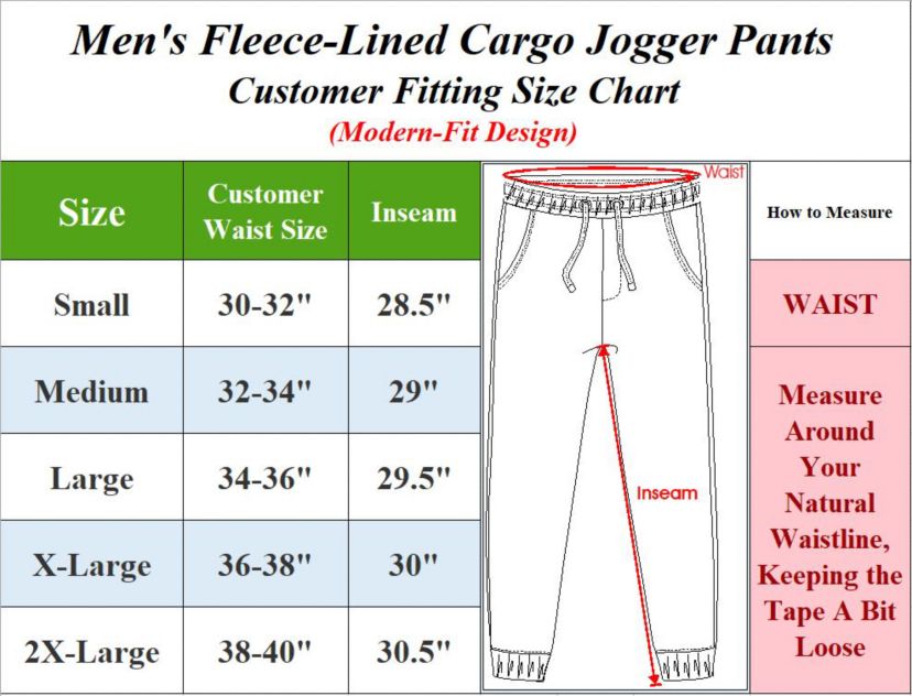 Mens Cargo Pocket Fleece Jogger Sweatpants