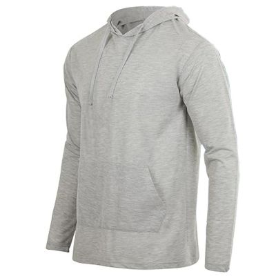 Galaxy by Harvic Blue Ice Men's Cotton Lightweight Casual Pullover Drawstring Hoodie With Pocket, Grey, 3XL