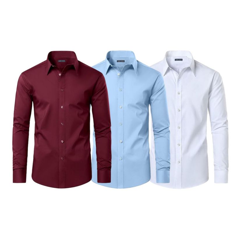 3-Pack Mens Long Sleeve Dress Shirts