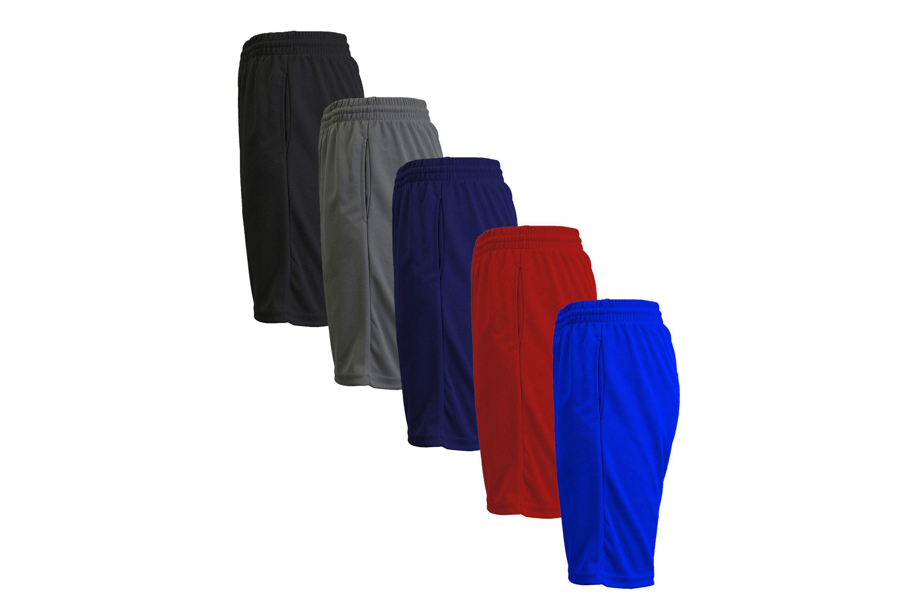 Jump Start Mens 5-Pack Lightweight Breathable Moisture Wicking Mesh Shorts
