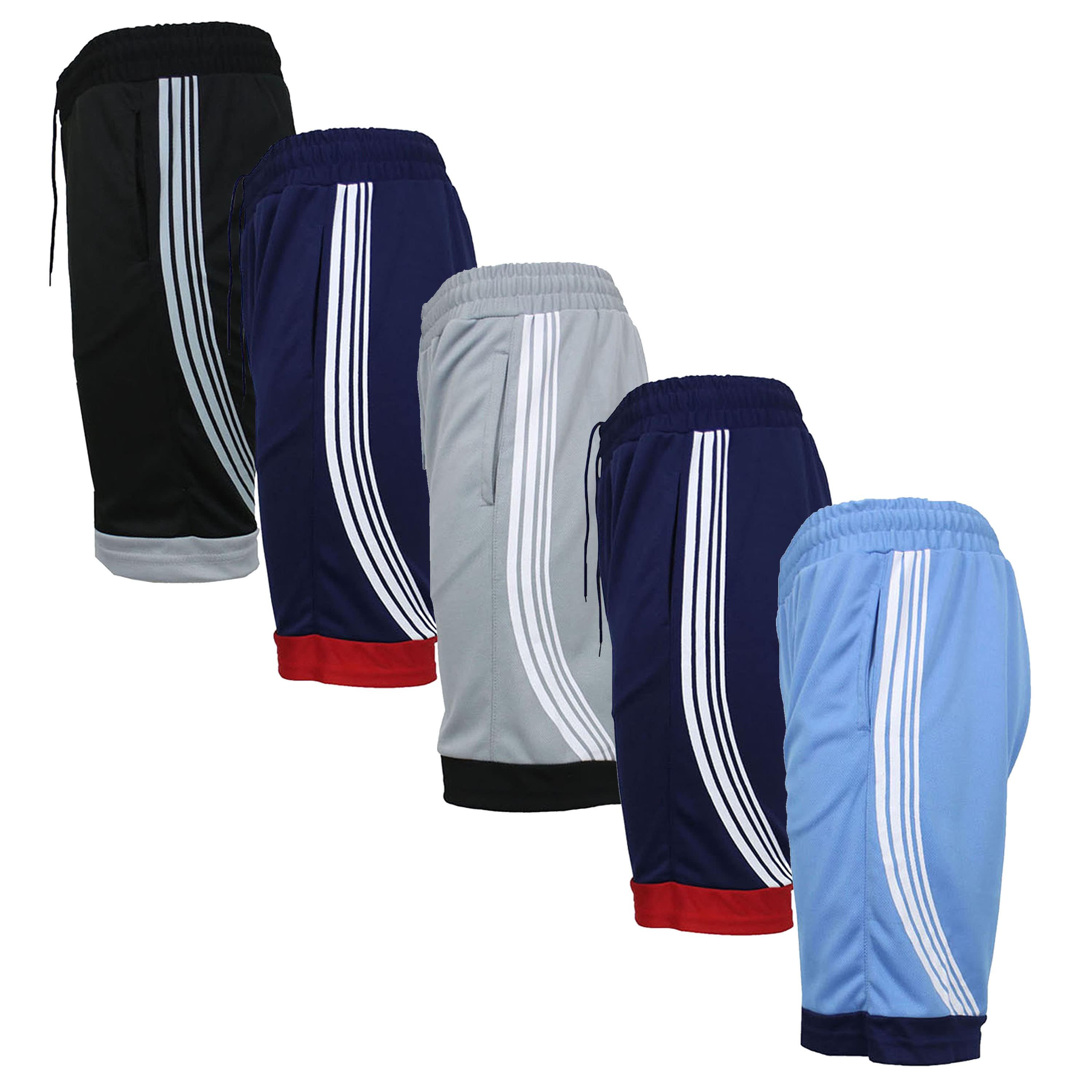 Jump Start Mens 5-Pack Lightweight Breathable Moisture Wicking Mesh Shorts