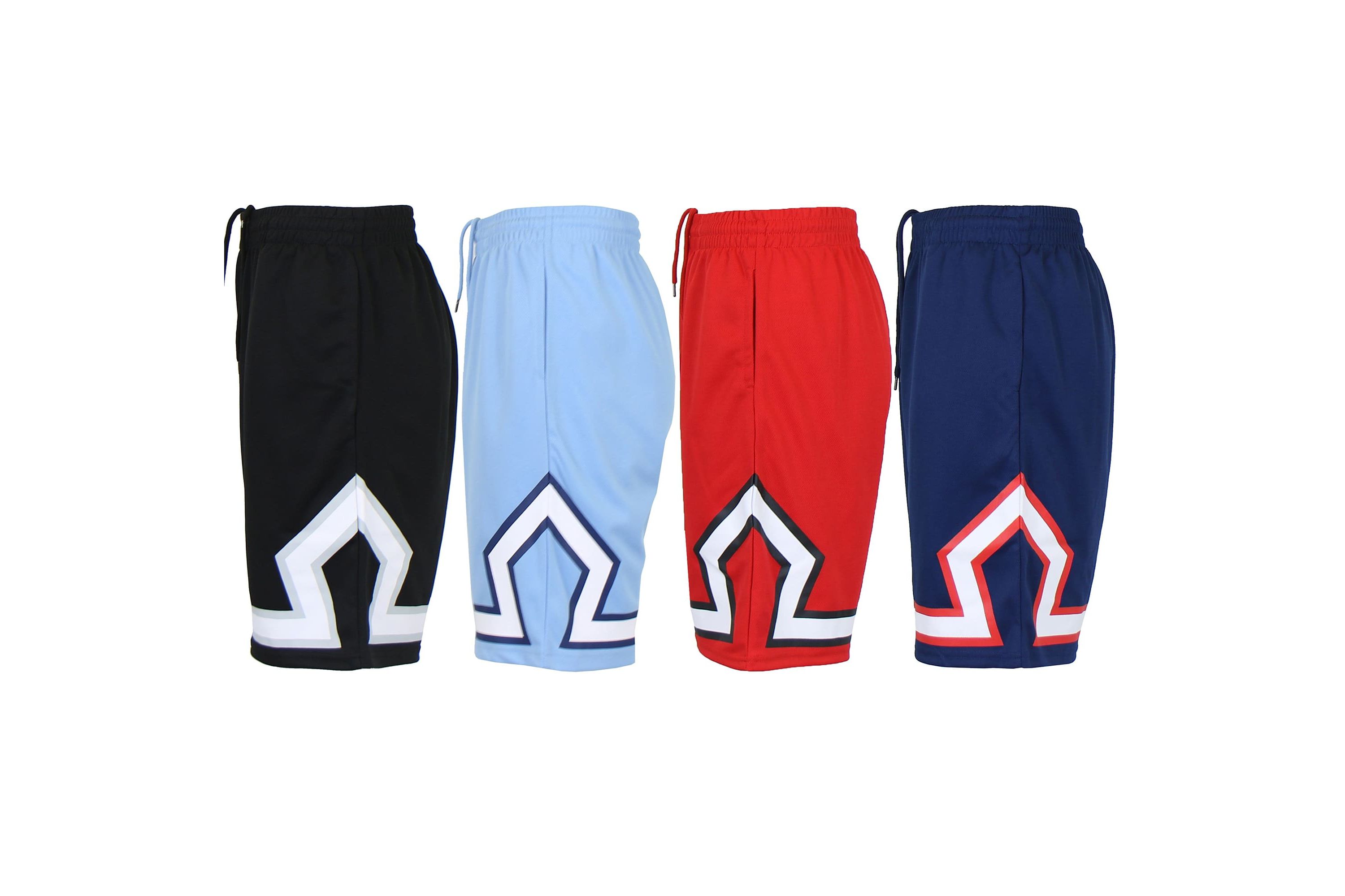 Jump Start Mens 4-Pack Lightweight Breathable Moisture Wicking Mesh Shorts