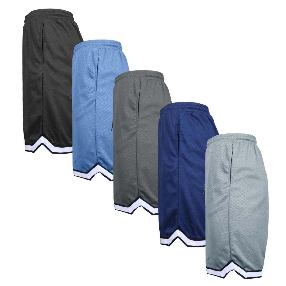 Jump Start Mens 5-Pack Lightweight Breathable Moisture Wicking Mesh Shorts