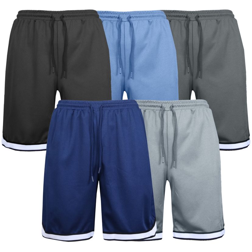 Jump Start Mens 5-Pack Lightweight Breathable Moisture Wicking Mesh Shorts