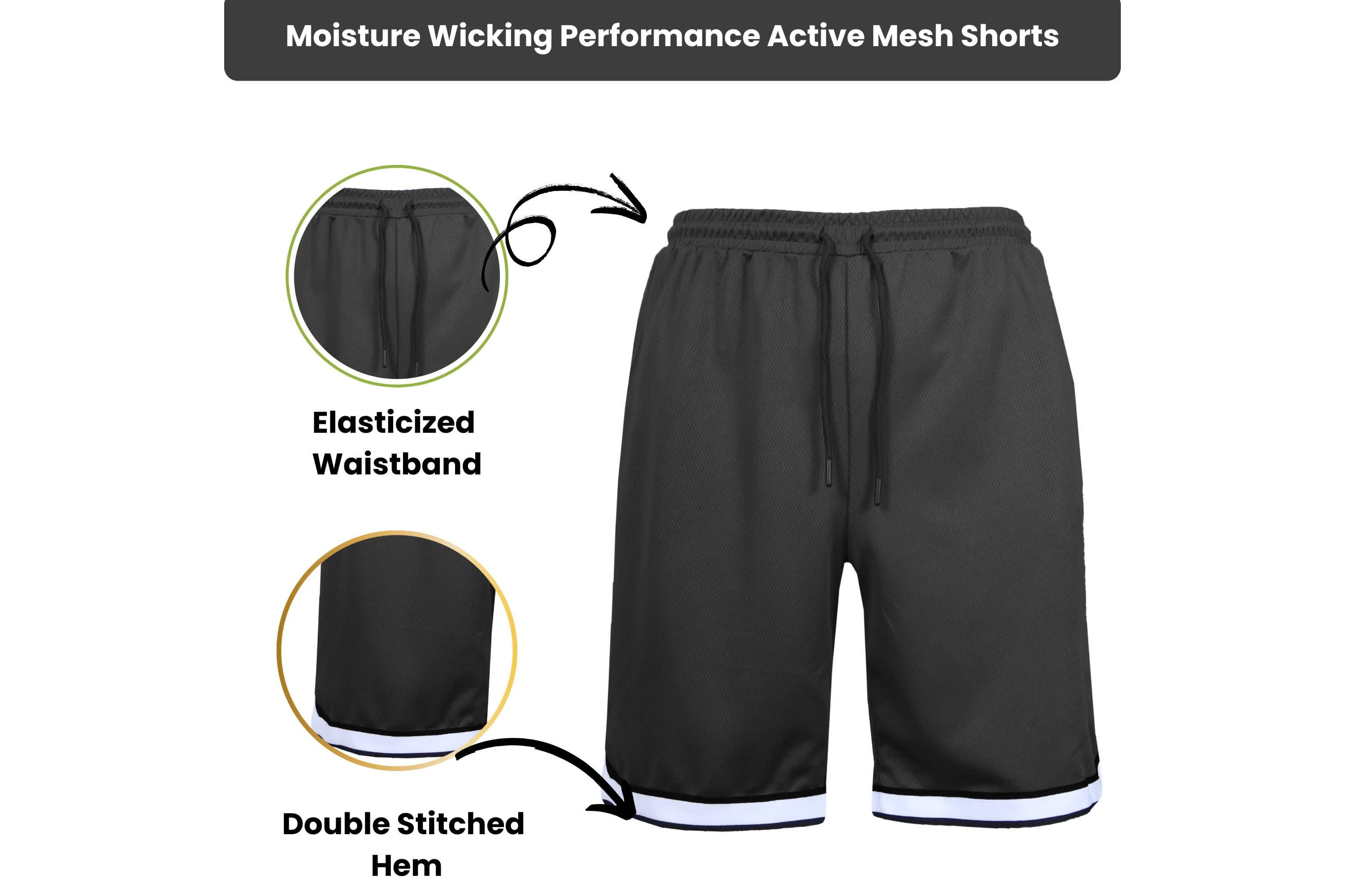 Jump Start Mens 5-Pack Lightweight Breathable Moisture Wicking Mesh Shorts