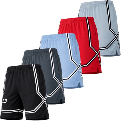 Jump Start Men's Moisture Wicking Performance Mesh Shorts With Pockets -5 Pack, Large
