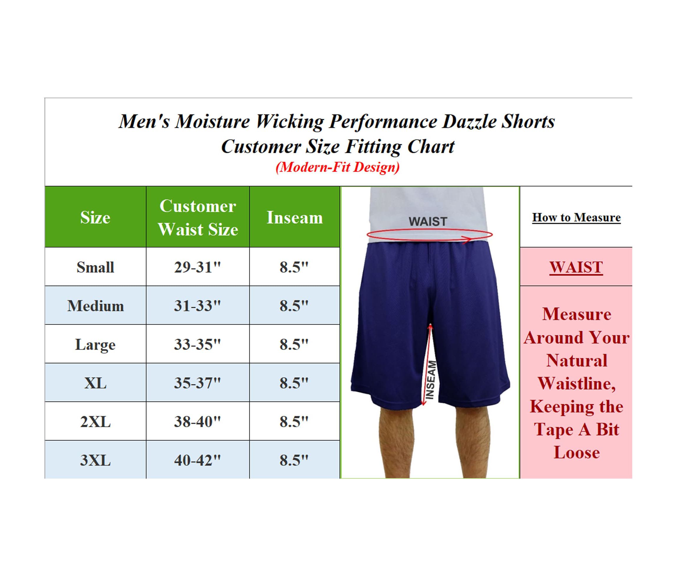 Mens Moisture-Wicking Performance Dazzle Shorts