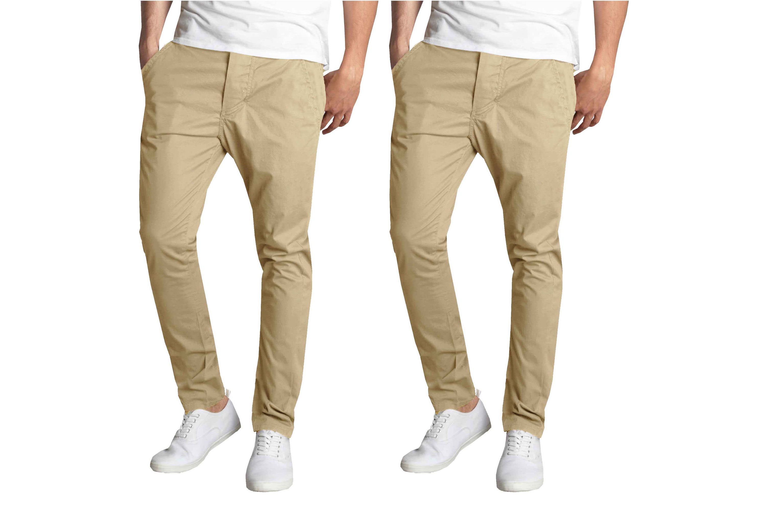 Mens Slim Fit Cotton Stretch Classic Chino Pants