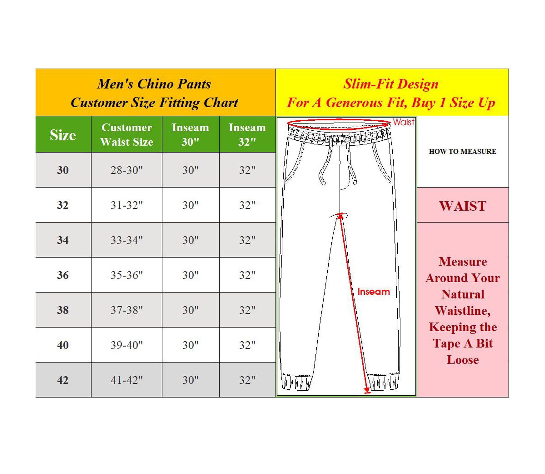 Mens Slim Fit Cotton Stretch Classic Chino Pants