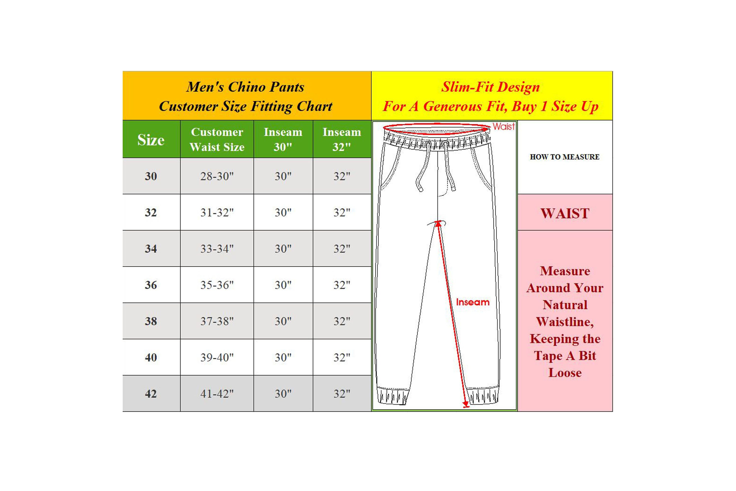 Mens Slim Fit Cotton Stretch Classic Chino Pants