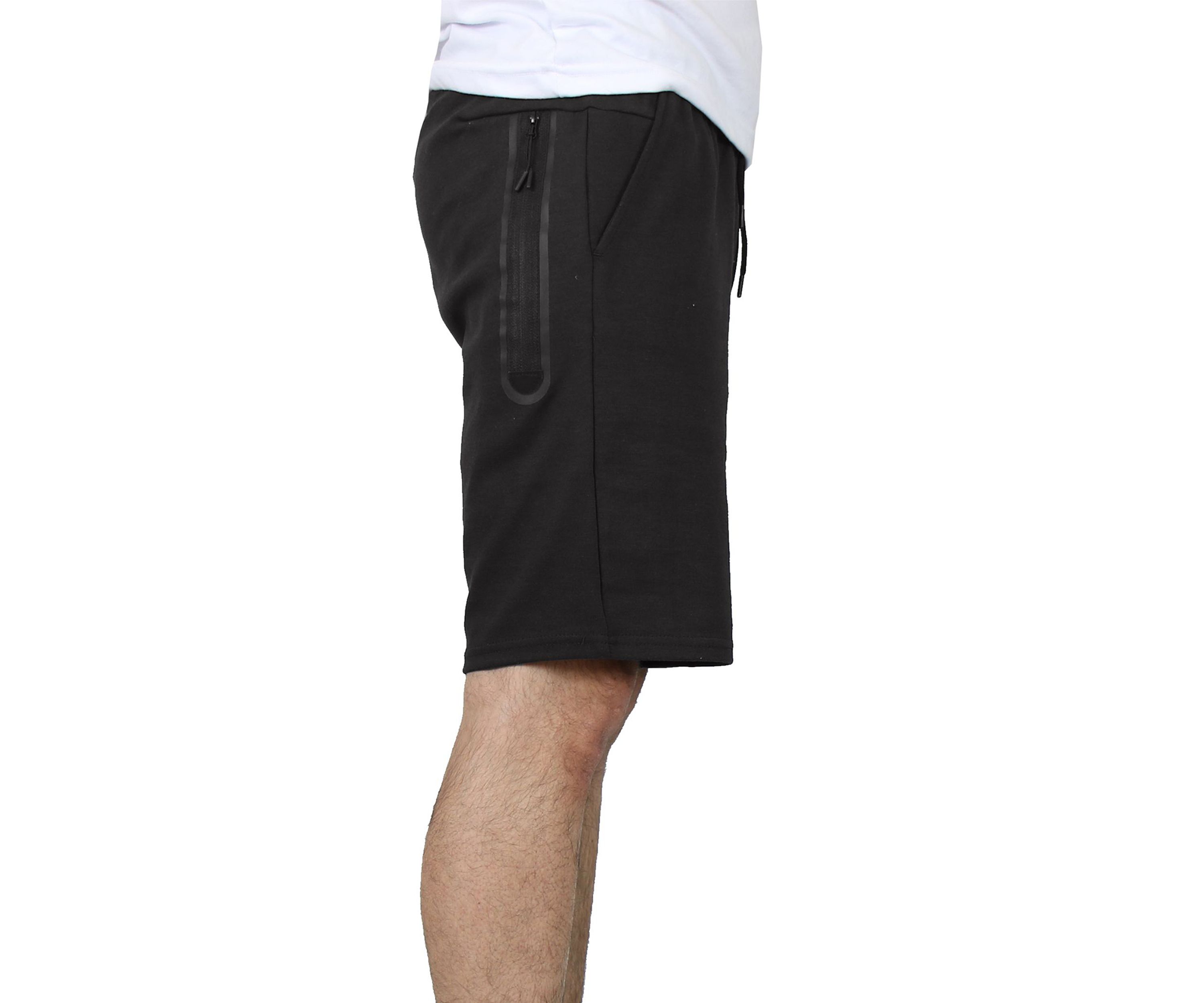 Mens Tech Fleece Performance Shorts With Heat Seal Zipper Pocket