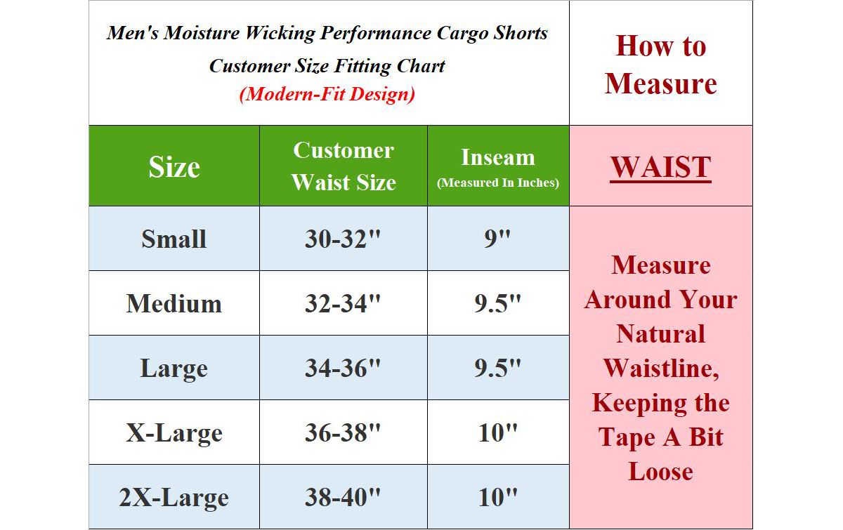 Moisture Wicking Performance Quick Dry Cargo Shorts