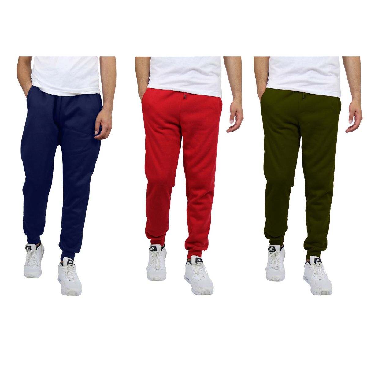 Mens Modern Fit  Heavyweight Classic Fleece Jogger Sweatpants- 3 Pack