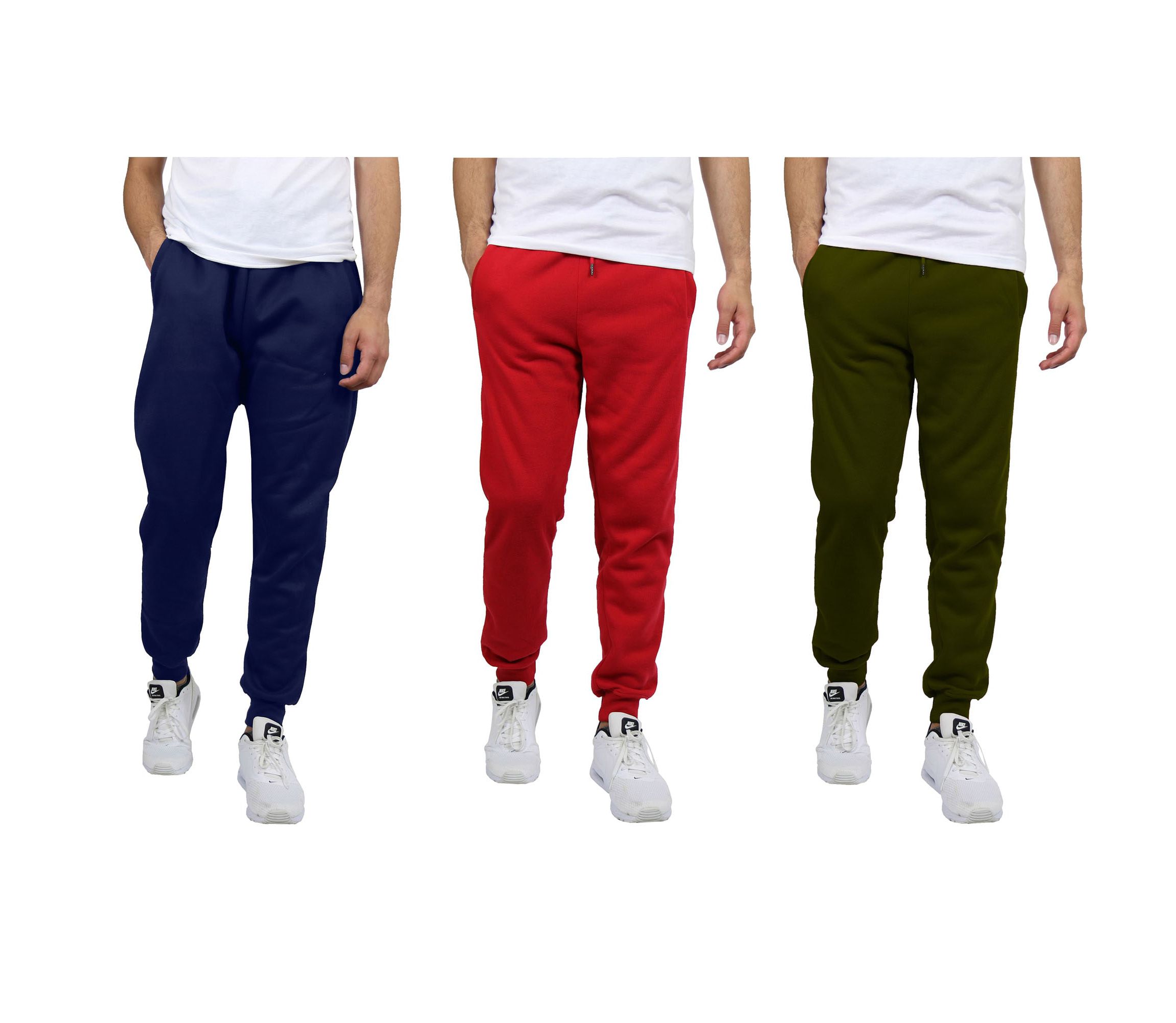 Mens Modern Fit  Heavyweight Classic Fleece Jogger Sweatpants- 3 Pack