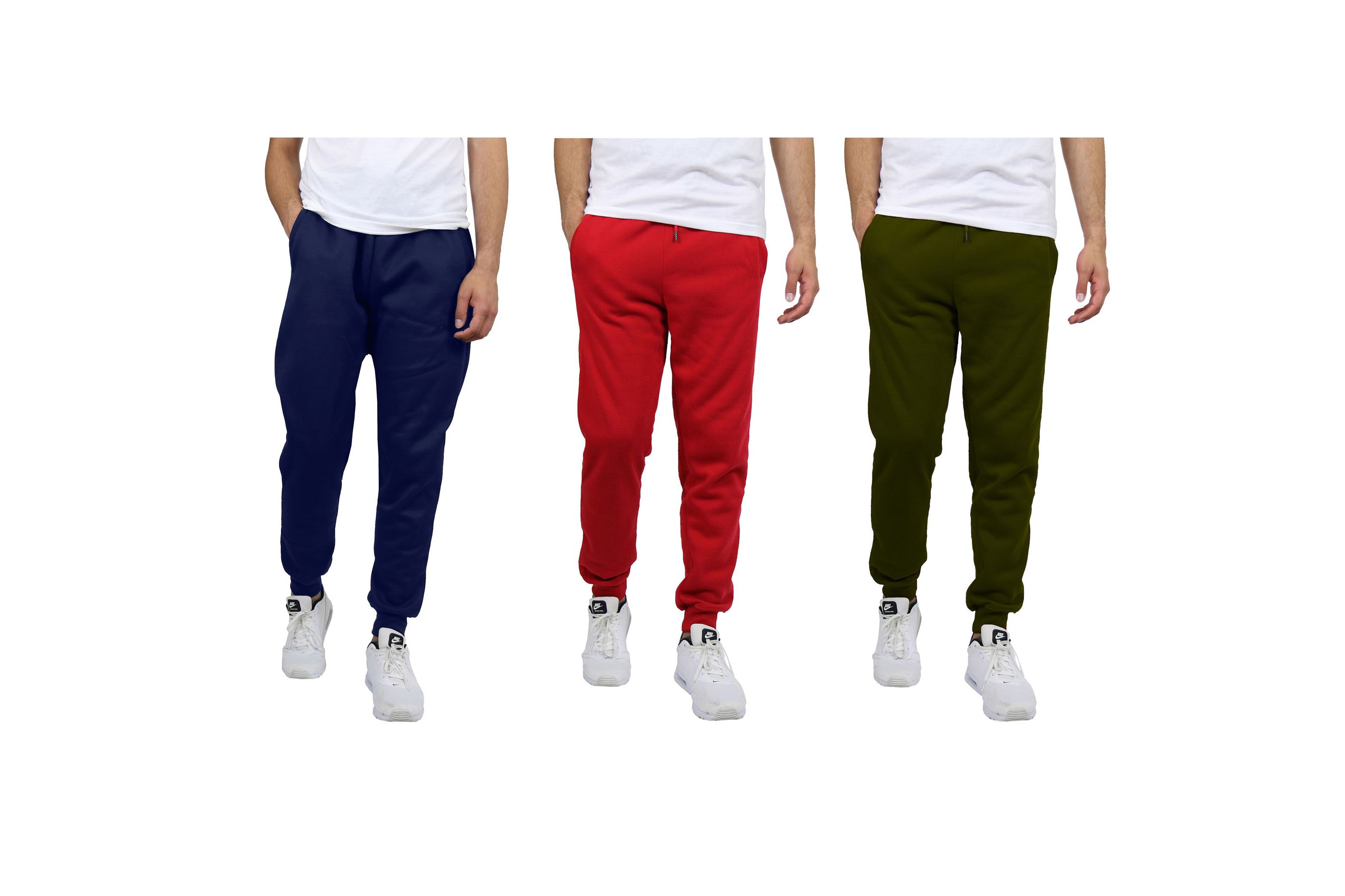 Mens Modern Fit  Heavyweight Classic Fleece Jogger Sweatpants- 3 Pack