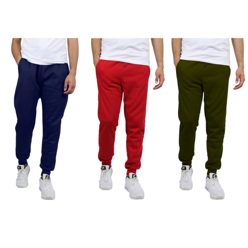 Mens Modern Fit  Heavyweight Classic Fleece Jogger Sweatpants- 3 Pack