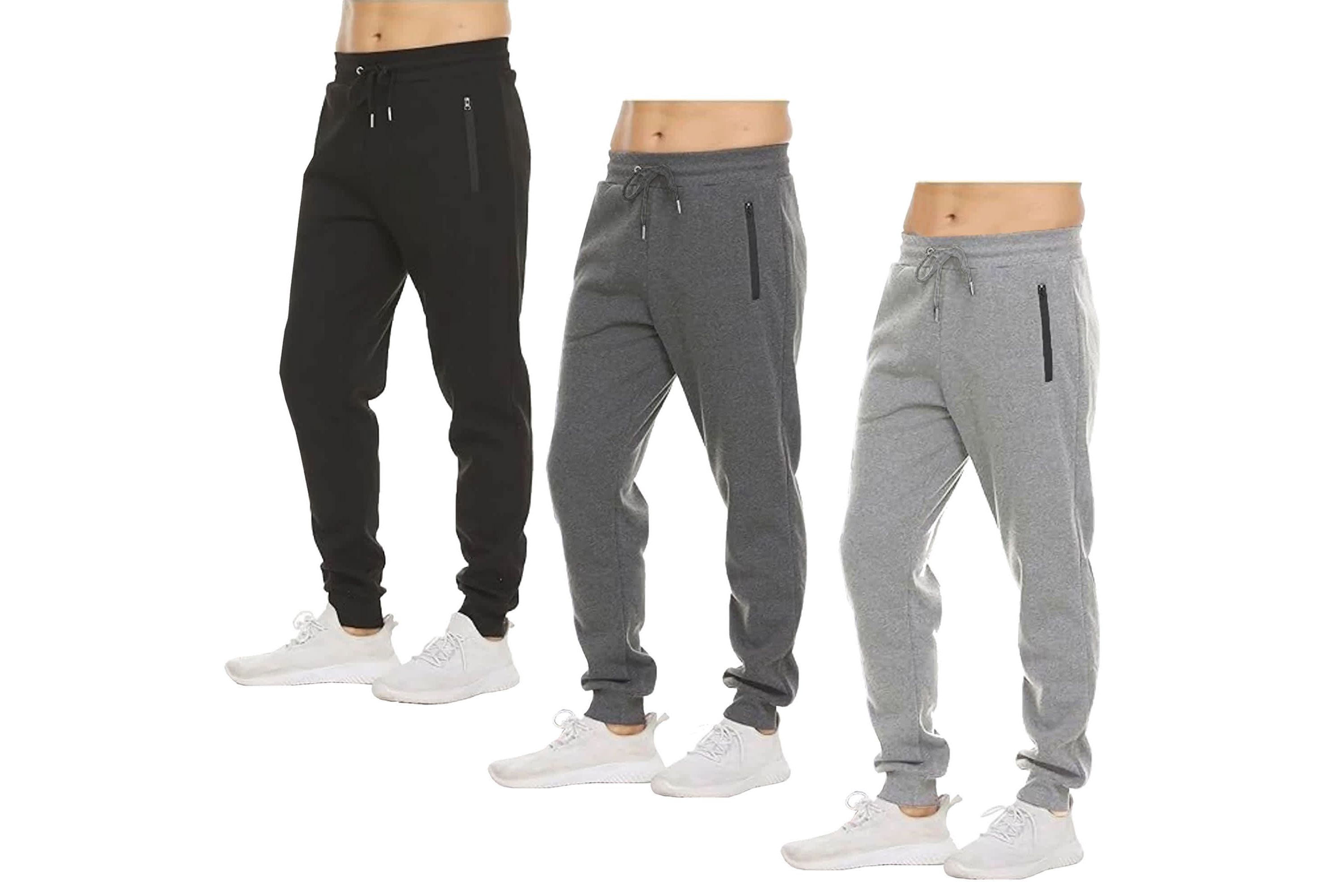 Galaxy Pro Star Mens Slim Fit Fleece Lined Joggers-3 Pack