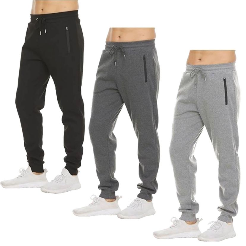 Galaxy Pro Star Mens Slim Fit Fleece Lined Joggers-3 Pack