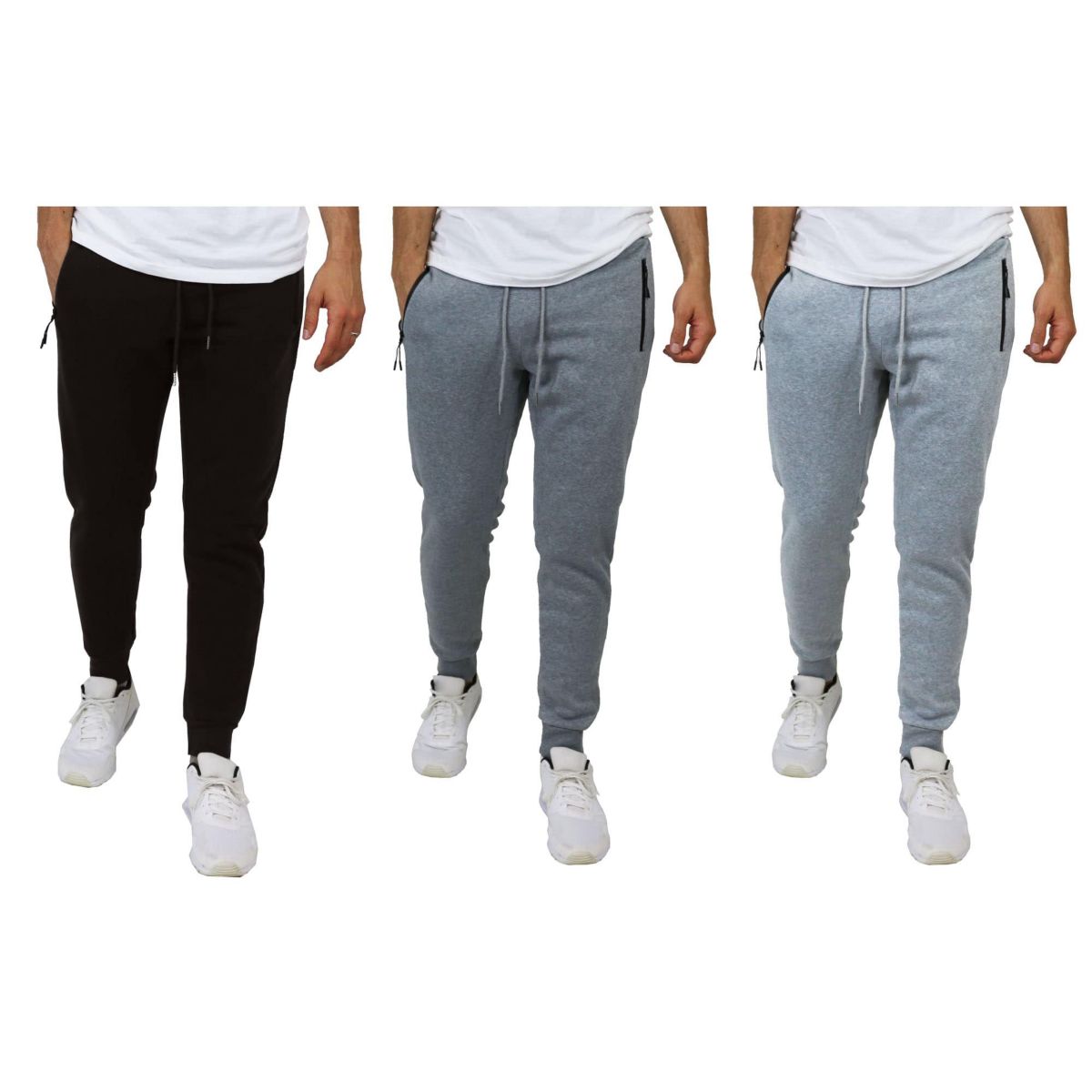 Galaxy Pro Star Mens Slim Fit Fleece Lined Joggers-3 Pack