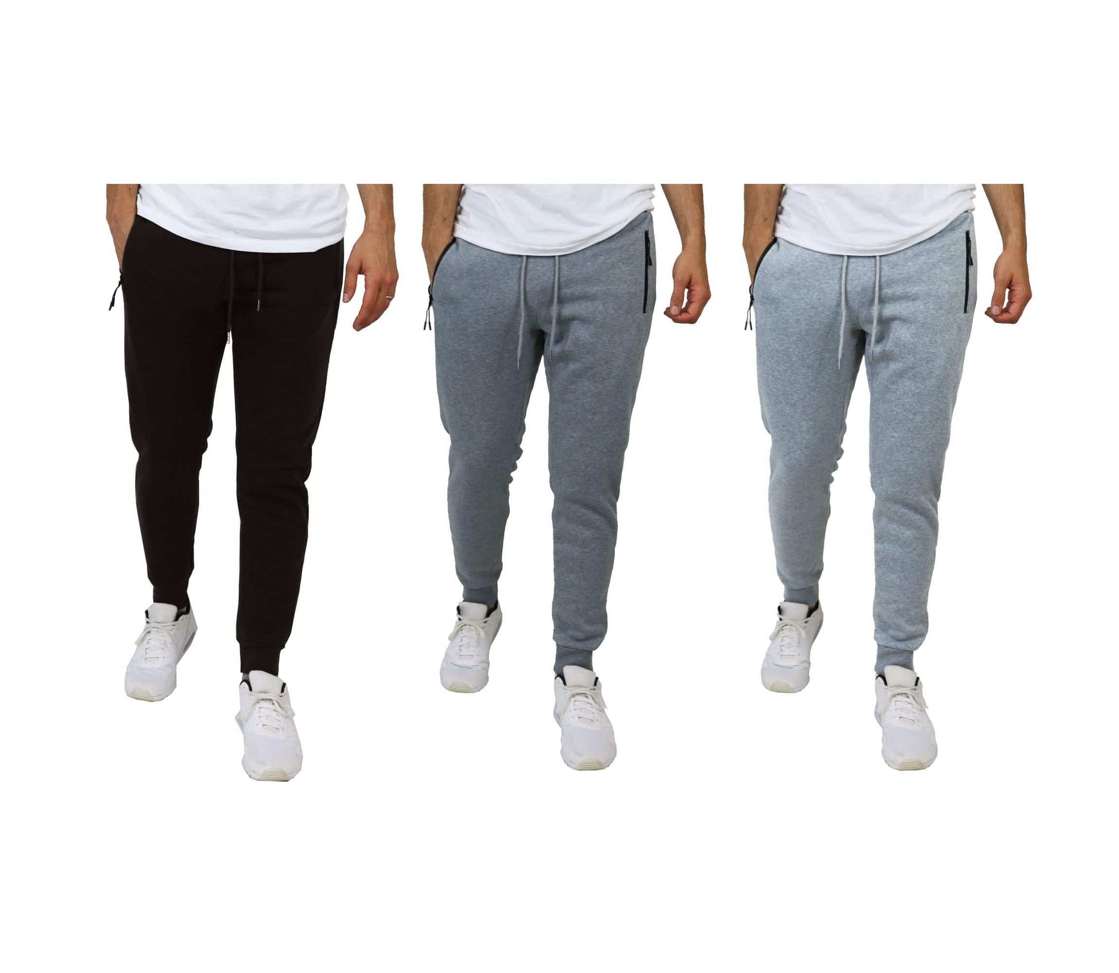 Galaxy Pro Star Mens Slim Fit Fleece Lined Joggers-3 Pack