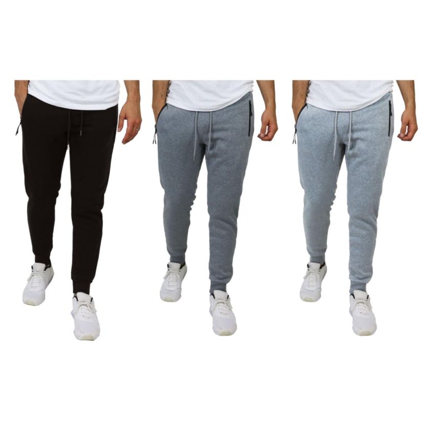 Galaxy Pro Star Mens Slim Fit Fleece Lined Joggers-3 Pack