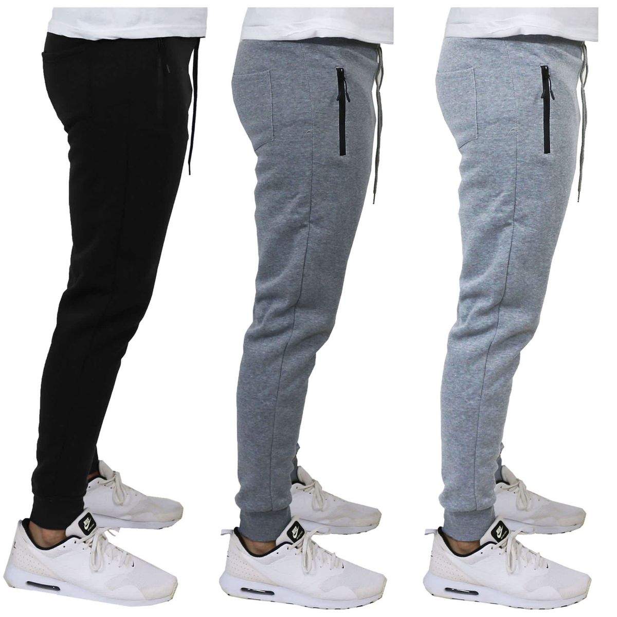 Galaxy Pro Star Mens Slim Fit Fleece Lined Joggers-3 Pack