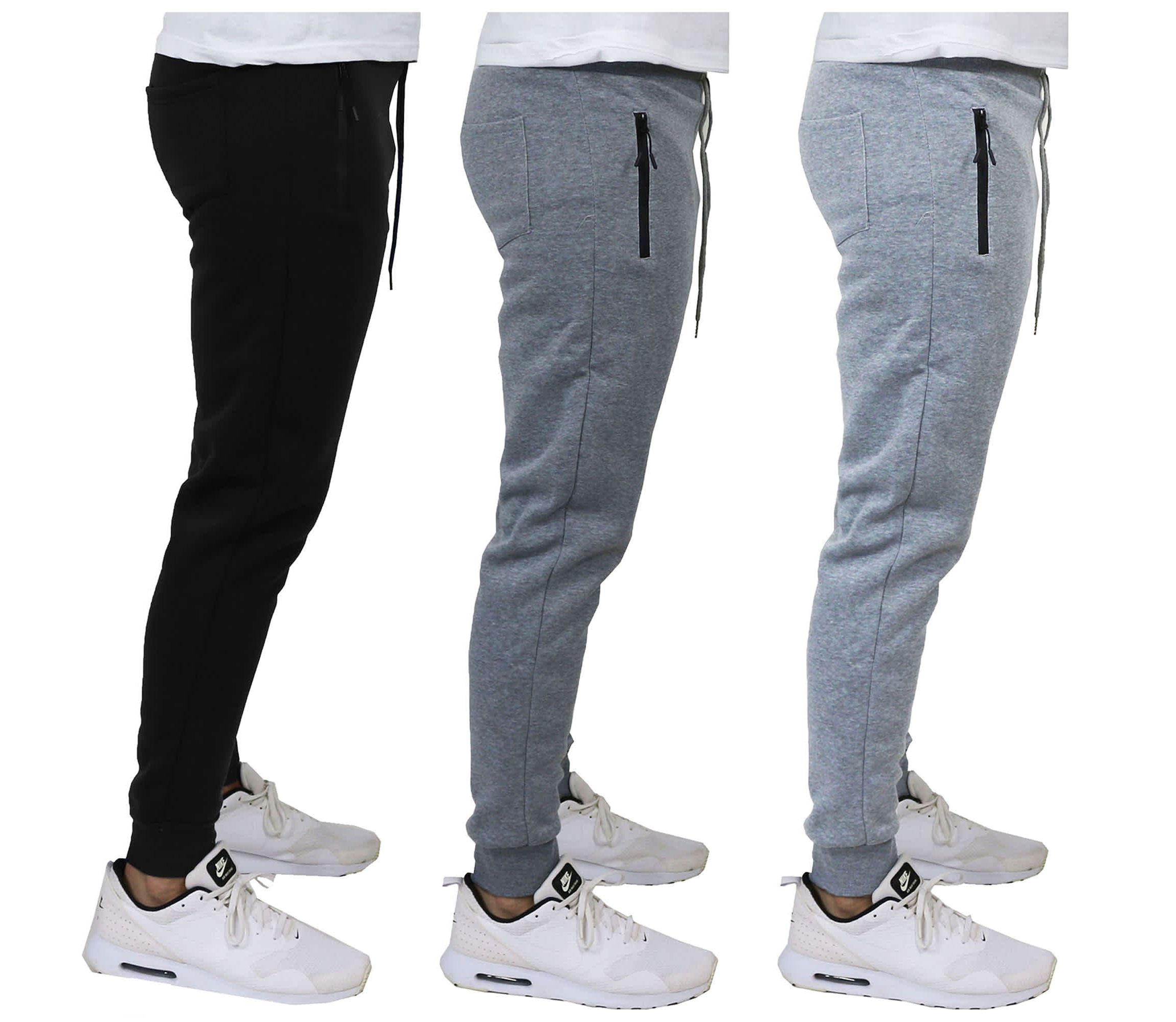 Galaxy Pro Star Mens Slim Fit Fleece Lined Joggers-3 Pack