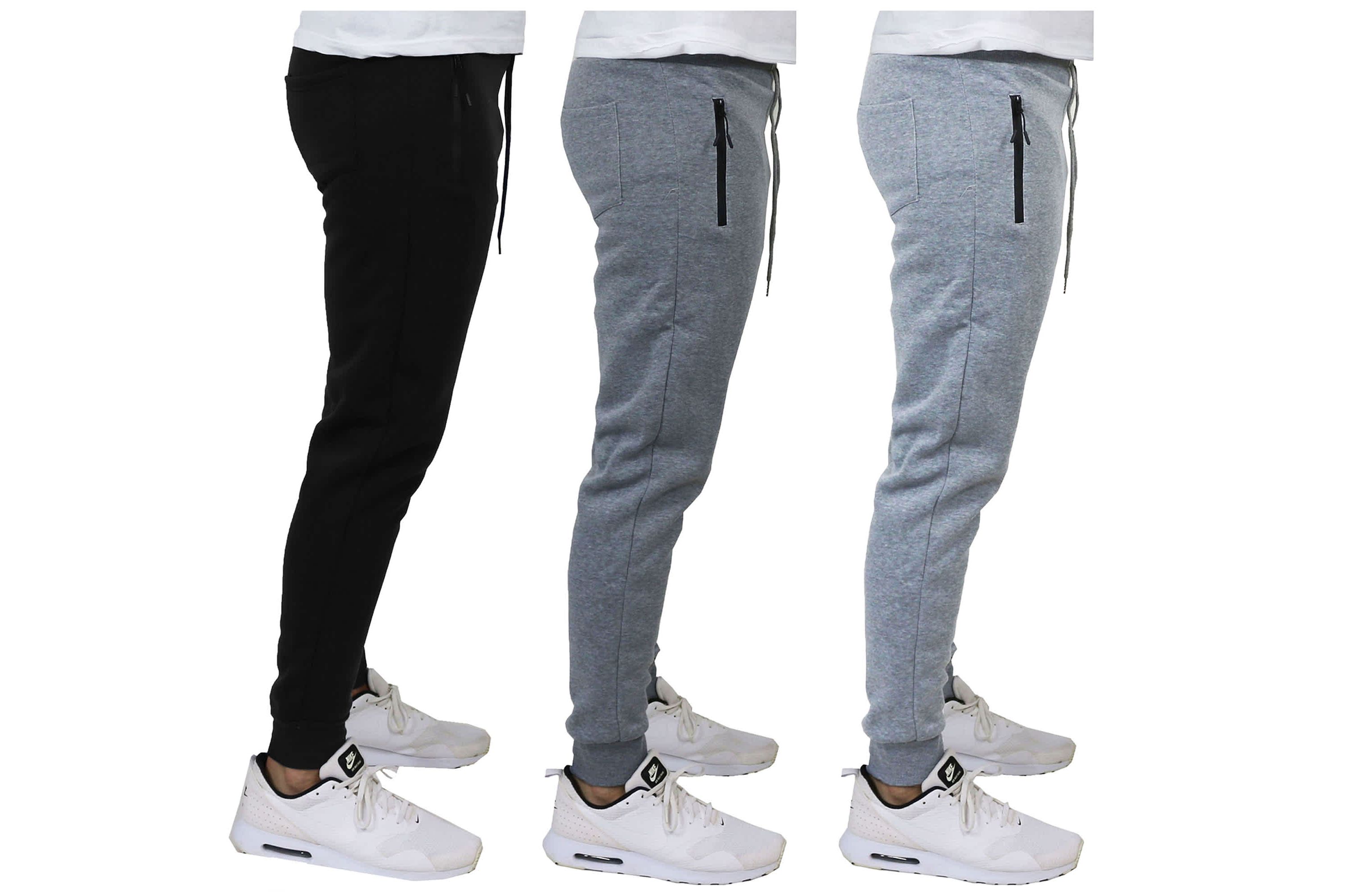 Galaxy Pro Star Mens Slim Fit Fleece Lined Joggers-3 Pack