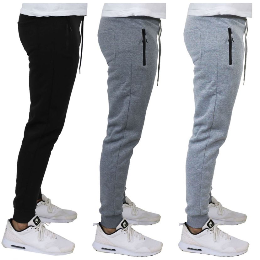 Galaxy Pro Star Mens Slim Fit Fleece Lined Joggers-3 Pack