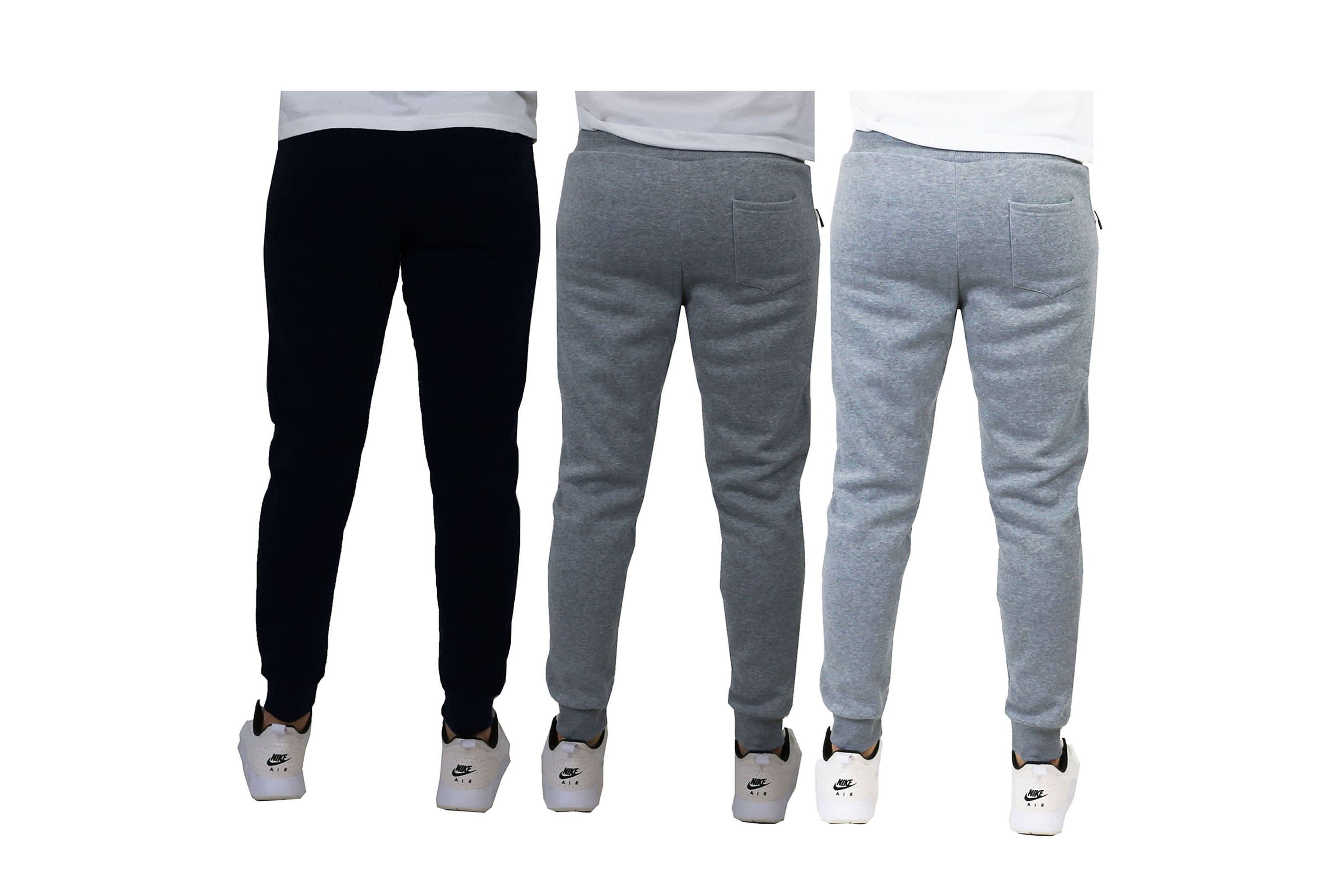 Galaxy Pro Star Mens Slim Fit Fleece Lined Joggers-3 Pack