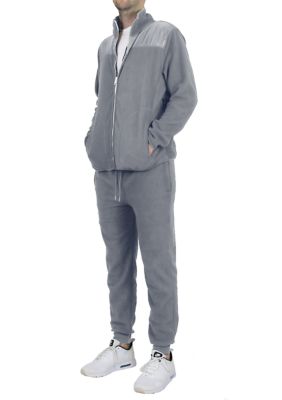 Galaxy by Harvic Men's 2 Piece Polar Fleece Matching Set, Gray, 2XL