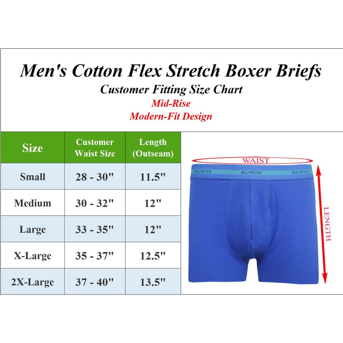 Mens Cotton Flex Stretch Boxer Briefs-6 Pack