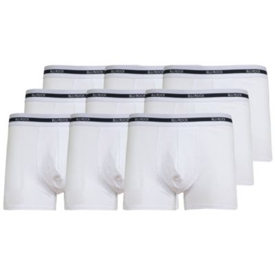 Blu Rock Men's Cotton Flex Stretch Boxer Briefs-9 Pack, White, Medium