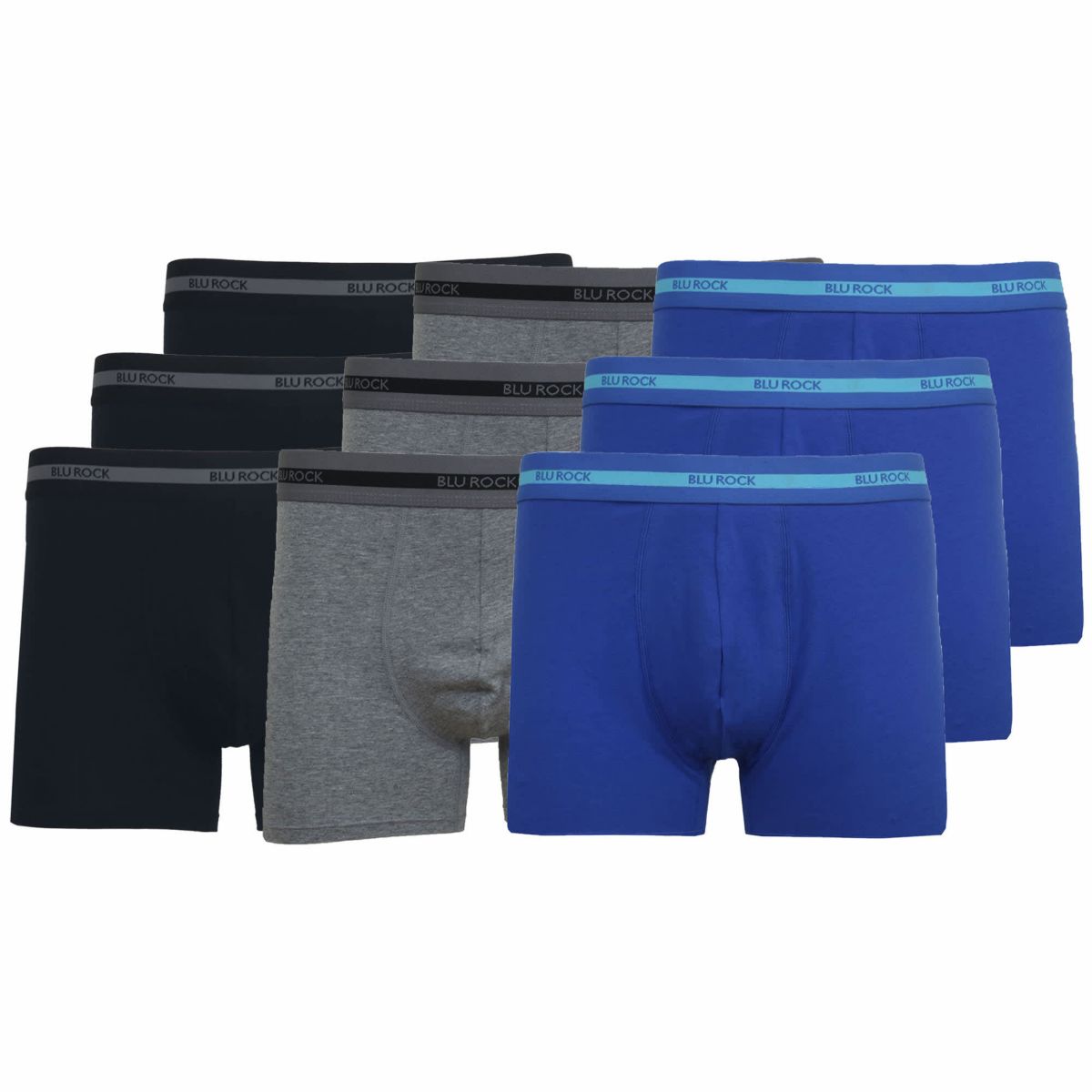 Mens Cotton Flex Stretch Boxer Briefs-9 Pack