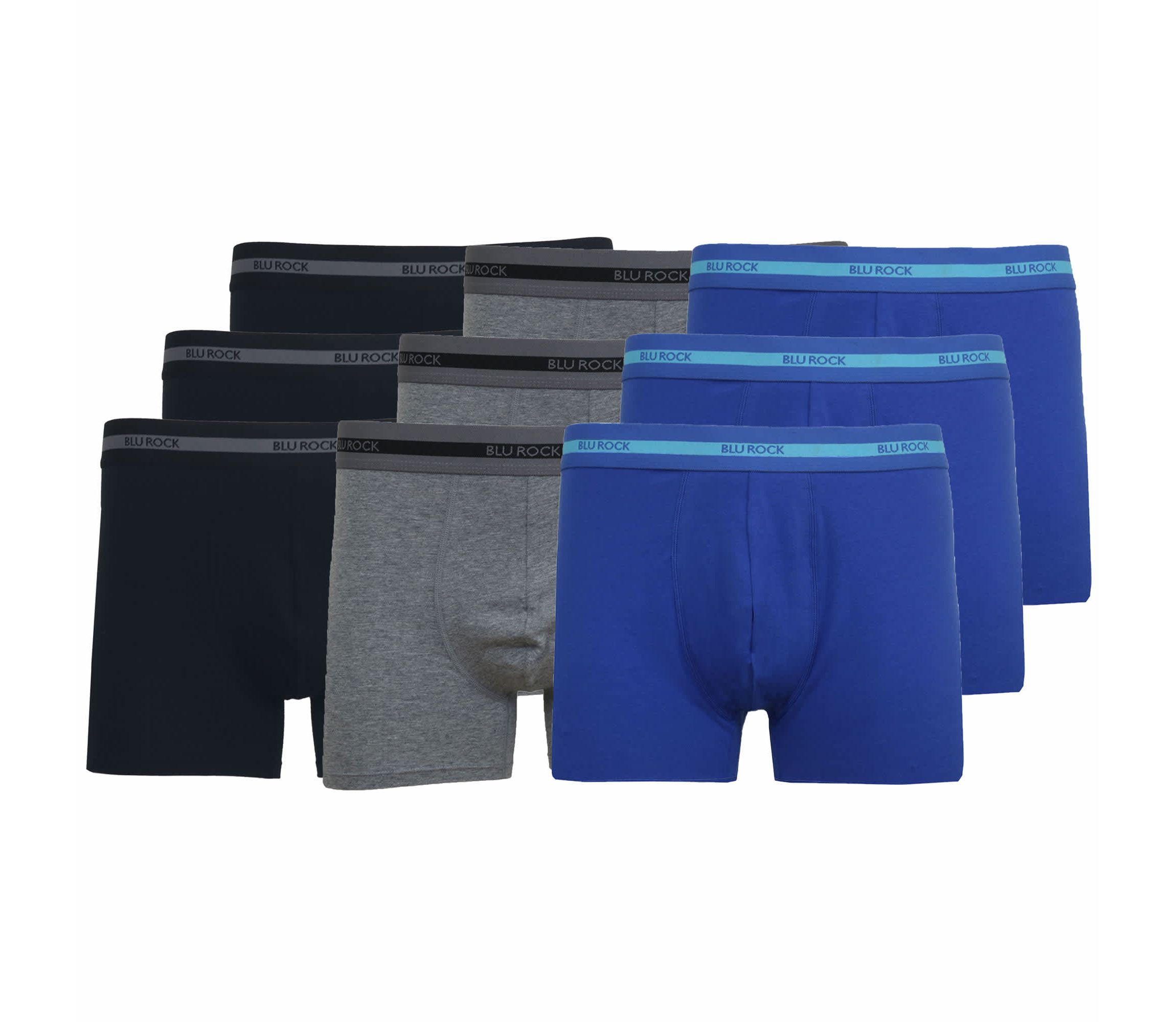 Mens Cotton Flex Stretch Boxer Briefs-9 Pack