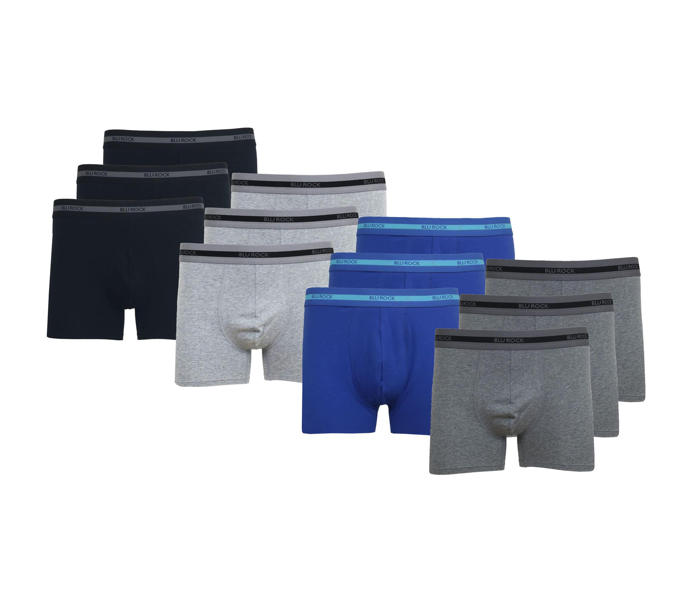Mens Cotton Flex Stretch Boxer Briefs-12 Pack