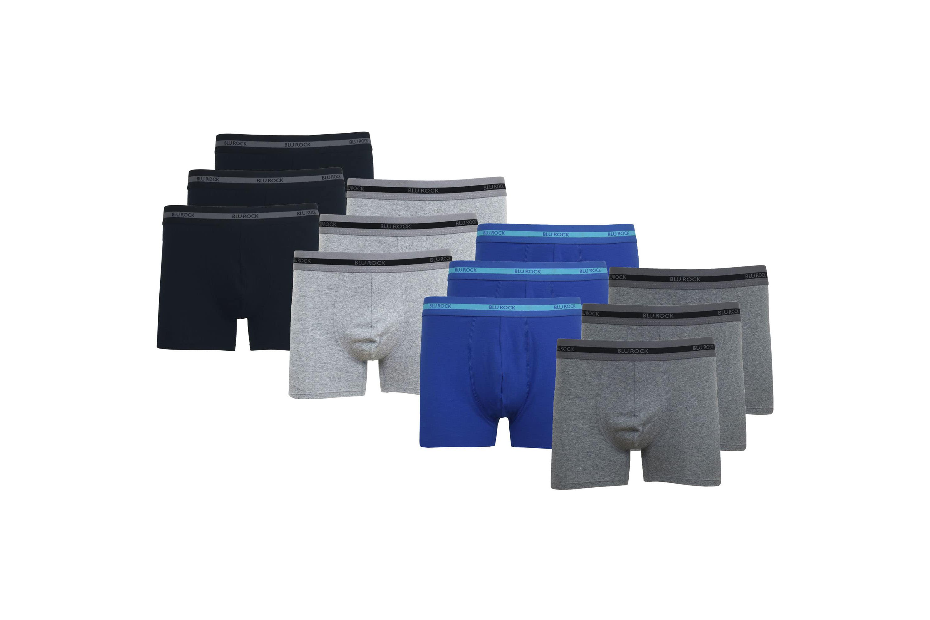 Mens Cotton Flex Stretch Boxer Briefs-12 Pack