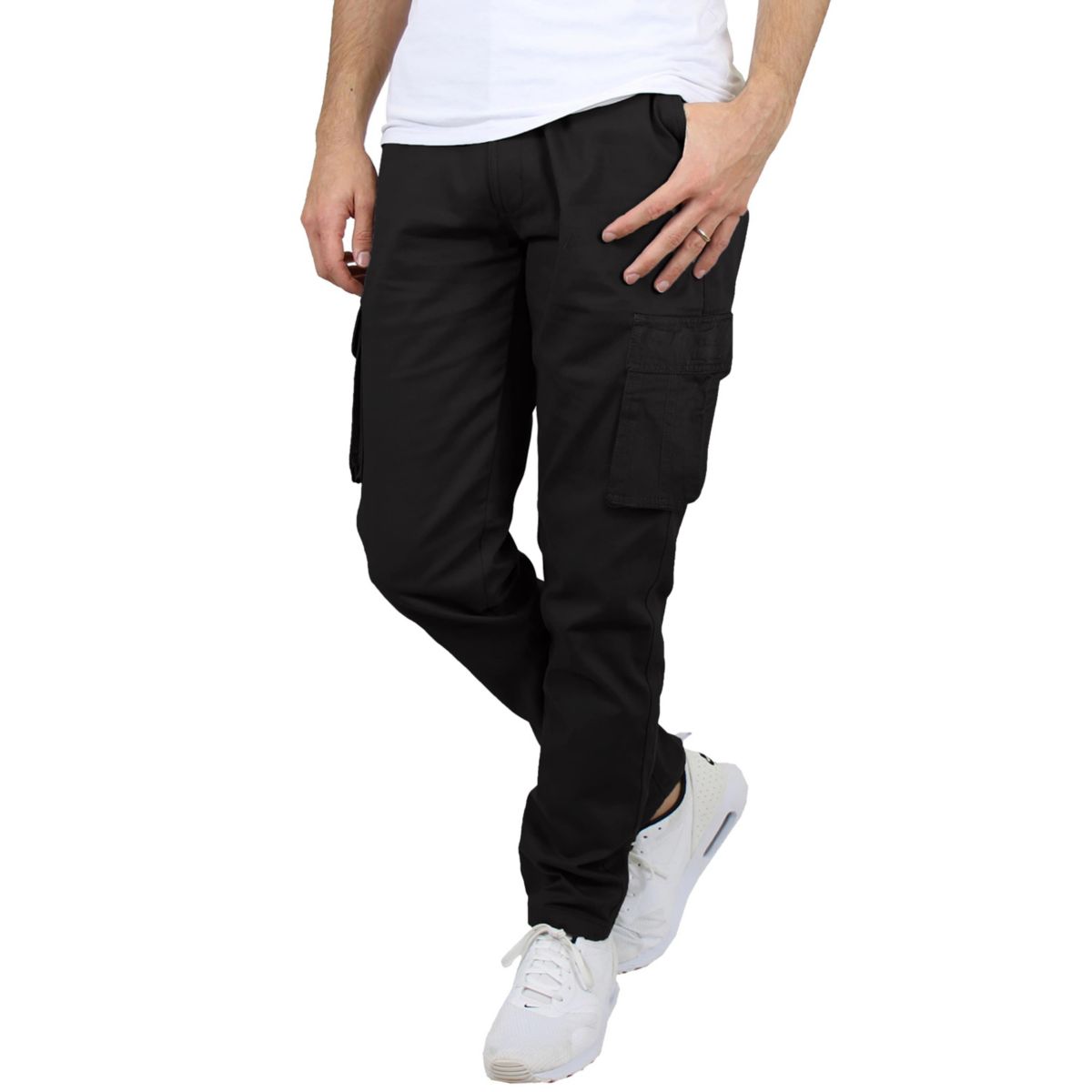 Mens Flex-Stretch Cotton Cargo Pants, 31-Inch Inseam - Comfortable and Durable- 2 Pack